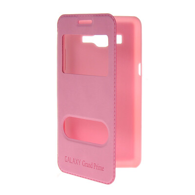 

MOONCASE View Window Leather Side Flip Pouch Stand Shell Back ЧЕХОЛ ДЛЯ Samsung Galaxy Grand Prime G5306W Pink