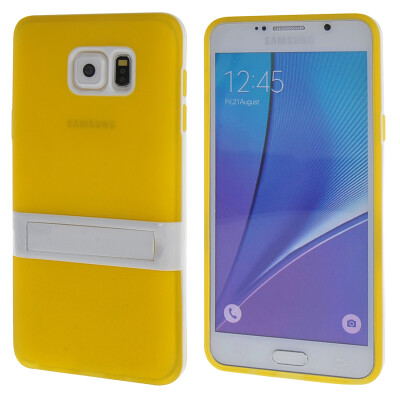 

MOONCASE for Samsung Galaxy Note 5 Case Soft Silicone Gel TPU Skin With Bracket Protective Case Cover Yellow 01