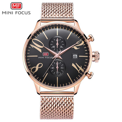 

MINI FOCUS Fashion Sports Stainless Steel Strap Men Quartz Watch MF0135GS