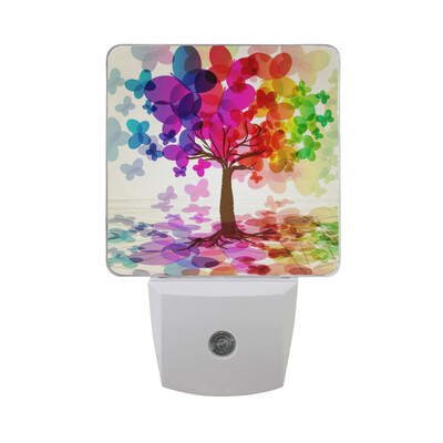 

ALAZA LED Night Light With Smart Dusk To Dawn SensorFloral Tree Colorful Plug In Night Light