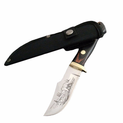 

CHACHEKA Bear Hunting Fish Straight Knives Outdoor Tactical Hiking Camping Survival Knife with Nylon Scabbard Wood Handle