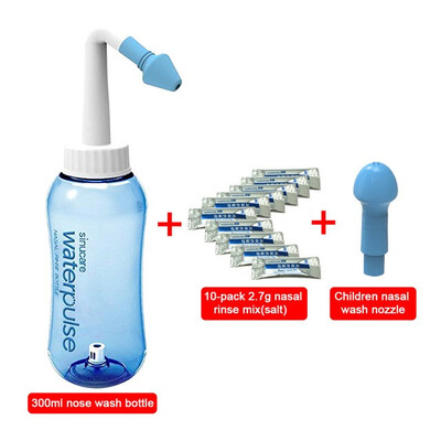 

Waterpulse 300ml Nasal Wash with 10-pack Nasal Rinse Mix Nose Cleanser Nose Wash Bottle Salt Allergies Relief Rinse Irrigator