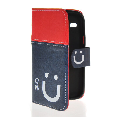 

MOONCASE Leather Side Flip Wallet Card Slot Pouch Stand Shell Back Case Cover for Samsung Galaxy Core I8260 I8262 Red Blue