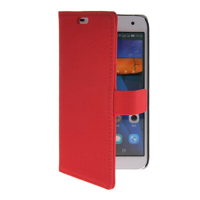 

MOONCASE Slim Leather Side Flip Wallet Card Slot Pouch with Kickstand Shell Back Case Cover for Huawei Ascend G7 Red