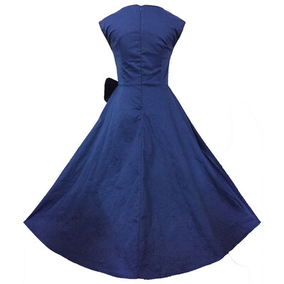 

Vintage Sleeveless Dress Lapel Bow Big Skirt