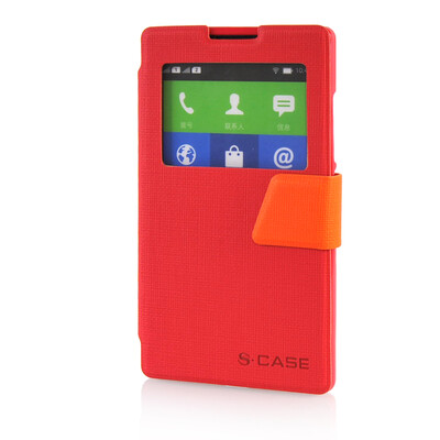 

MOONCASE View Window Leather Side Flip Pouch Ultra Slim Shell Back ЧЕХОЛ ДЛЯ Nokia XL Red