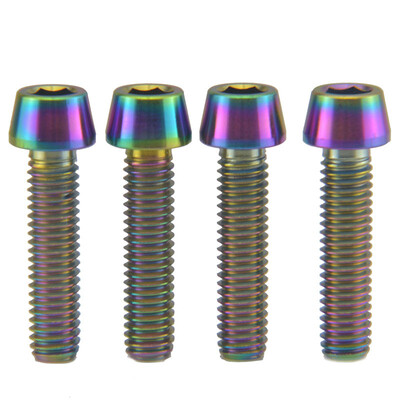 

4 Pieces M6x25 Titanium Ti Screw Rainbow Gold Gr5 Allen Hex Tapered Socket Cap Head Bolts