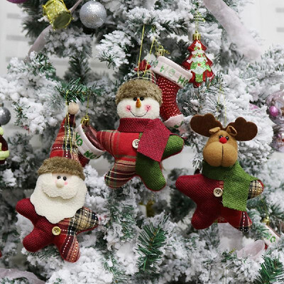 

3pcsset Christmas Hanging Dolls Santa Reindeer Snowman Toys Christmas Tree Decorations Ornaments