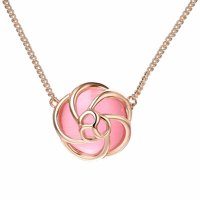 

Yoursfs 18K Gold Plated BlackPink Rose Flower Necklace - Elegant Rose Pedal Necklaces for Women