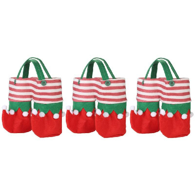 

3pcsset Christmas Wine Bottle Bags Beverage Drink Holders Candy Gift Bags Set with Handles Christmas Decorations Ornaments