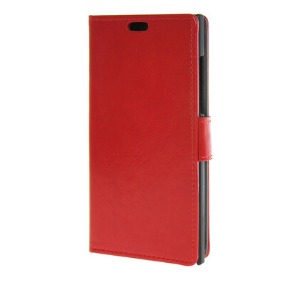 

MOONCASE Leather Wallet Card Slot Bracket Back чехол для BlackBerry Leap Red