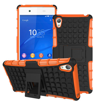 

Fivice Sony Z4 Case TPU anti-fall tire pattern back clip bracket phone case