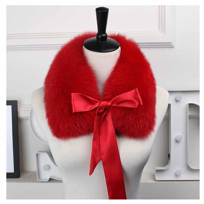 

MSMinShu Genuine Fox Fur Collar Scarf with Lace 100 Natural Fox Fur Scarf Winter Neck Warmer Jacket Fur Collar Short Scarves