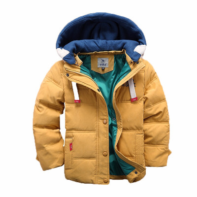 

children Down & Parkas 4-10T winter kids outerwear boys casual warm hooded jacket for boys solid boys warm coats
