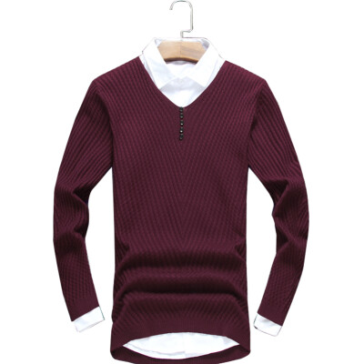 

Men Casual Knit Sweater Slim knitwear Pullover jumper Fashion T-shirt V-Neck