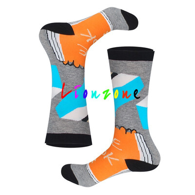 

LIONZONE Women Happy Socks Unisex Colored Cats Robots Stationery Brand Designer Cotton Warm Casual Socks Funny Gift For Lovers