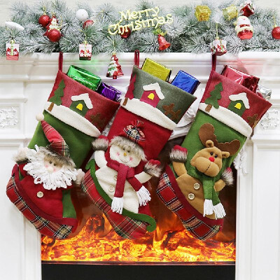 

3pcsset Non-Woven Christmas Hanging Stockings Santa Snowman Reindeer Gift Candy Bags Christmas Decorations Ornaments