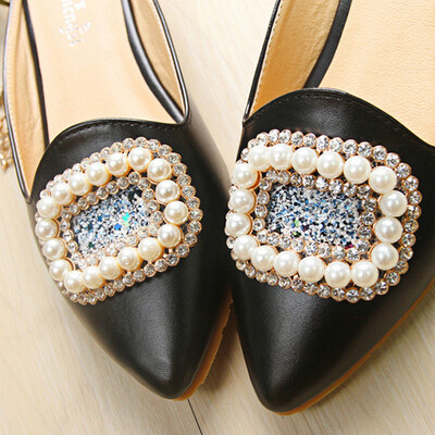

Pearl crystal summer shoes woman flat slides fashion slippers