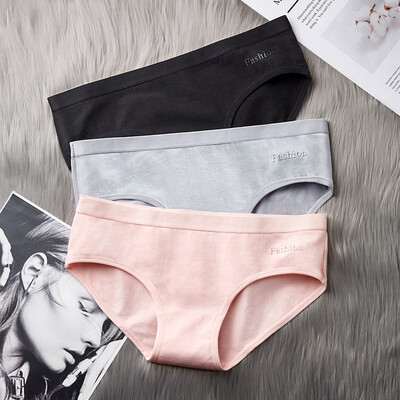

Dream time 4 strips cotton underwear no trace solid color waist womens underwear MM016 black white light gray pink