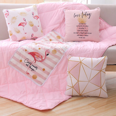 

Flamingo Summer Quilt Blankets Maple Leaf Combo Pillow Quilting Home Textiles Suitable for Children Adults Bedding