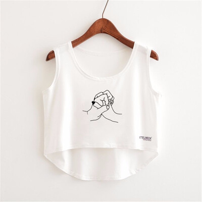 

Women Crop Top Sleeveless Print Summer Casual Top Women Short t-shirt Vest Tank Tops