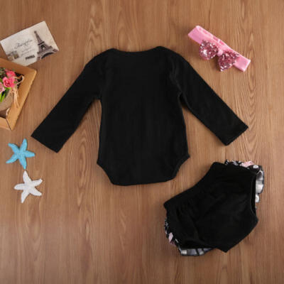 

AU Stock Kids Baby Clothes Girl Tops Romper Stripe Shorts3pcs Outfits Set 0-24M