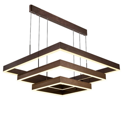 

Baycheer HL487479 Dark Brown Linear Island Aluminum 1 Tier Warm Light LED Square LED Chandelier in Acrylic Shade