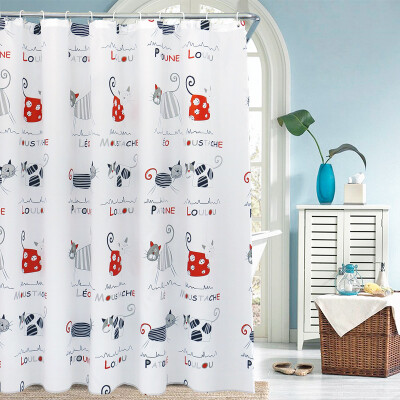 

Visitor FK thick polyester shower curtain set free of punching waterproof mildew curtain cloth bathroom curtain bathroom curtain partition curtain to send hanging cat cat 200200cm