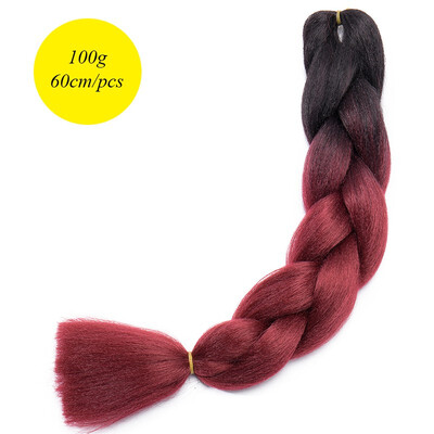 

60CM Hair Braid Braiding Hair Extension Two Ombre Synthetic Crochet One Piece 100g Heat-Resistant