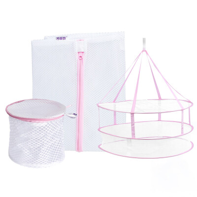 

FangCaoDi Sun wash 3 piece set double-layer clothes basket dense net laundry bag Korean honeycomb net bra wash bag