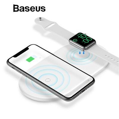 

Baseus 10W Fast Wireless Charger For iPhone  XR  Max 2 in 1 Qi Charging Apple Watch&Samsung S9 Note 9 XiaoMi One Plus