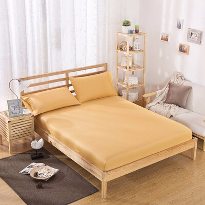 

1pcs 100 Polyester Solid Fitted Sheet Mattress Cover Four Corners With Elastic Band Bed Sheet