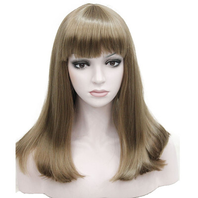 

StrongBeauty Black Medium Length Heat ok Dot Skin Top Synthetic Full Wig
