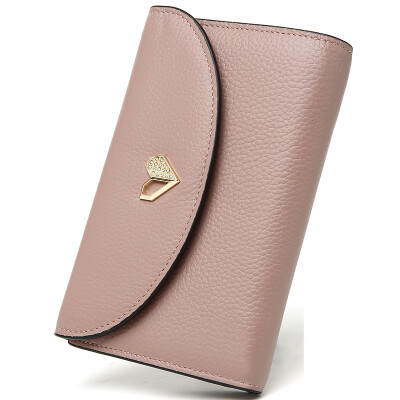 

PLOVER ladies wallet first layer of leather leather heart buckle fashion ladies simple new handbag P16201L060J light pink