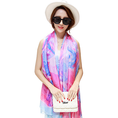 

MSEK WSJ161680 Women&39s scarf Korean version of the shawl beach towel tornado imitation silk scarves female rose