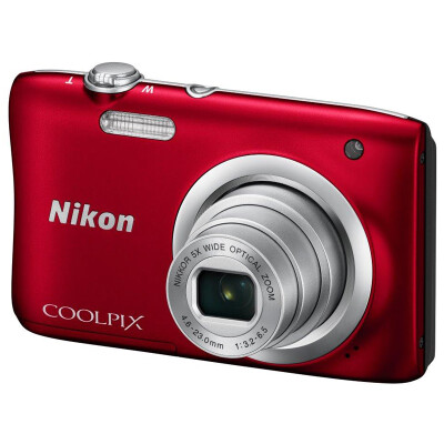 

Nikon Coolpix A100 Portable Digital Camera 2005 megapixel 27-inch screen 5x optical zoom 26mm wide angle Red