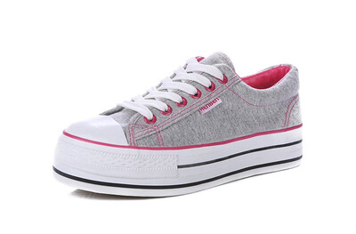

IDIFU Womens Casual Low Top Platform Sneakers Lace up Plimsoll Canvas Shoes