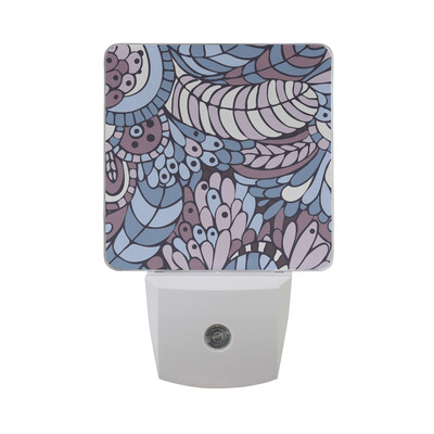 

ALAZA LED Night Light With Smart Dusk To Dawn SensorAbstract Wavy Anchor Blue Background Plug In Night Light