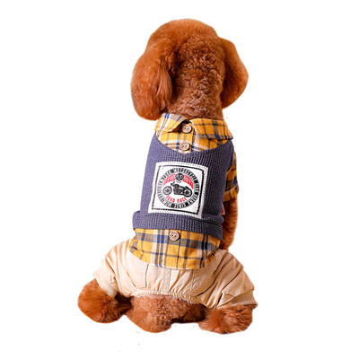 

Huayuan pets hoopet dog clothes small dog Teddy bear plaid shirt print four feet pet clothing