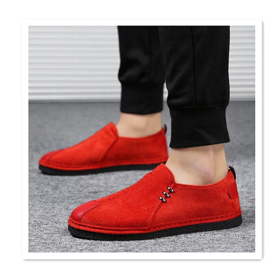 

2018 fast red canvas casual shoes Korean version of the trend of peas shoes mens casual shoes wild lazy shoes