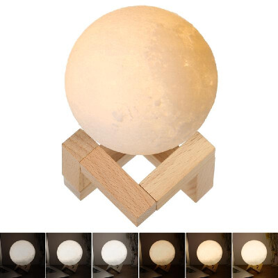 

18cm Diameter PLA USB Rechargeable 3D Printing Moon Light 2-Colors Dimmable Touch Sensor Control Luna Night Lamp Bedroom Decor wit