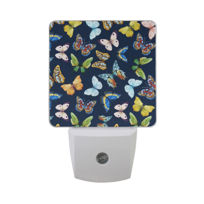 

ALAZA LED Night Light With Smart Dusk To Dawn SensorButterfly Watercolor Plug In Night Light