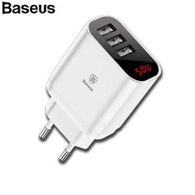 

Baseus 3 USB Charger Plug 34A Max Charger LED Display Mobile Phone USB Charger Fast Charging Wall Charger