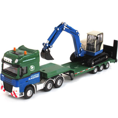 

Cadillac Construction Vehicle Model 150 alloy flatbed trailer with excavator transport trailer semi-trailer traction car toys 625038