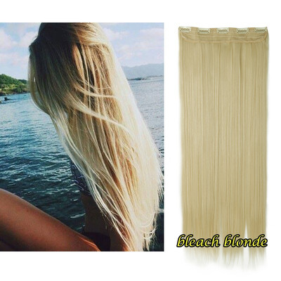 

23 Synthetic Fiber Hairpiece Clips in on Hair Extension 1 Piece 5 Clips Straight