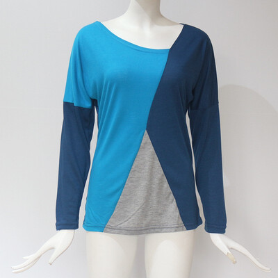 

2018 Women Autumn Casual Round Neck Long Sleeve Blouses Ladies Fashion Loose Sexy T-shirt Splice Contrast Color Tops Cotton Slim F