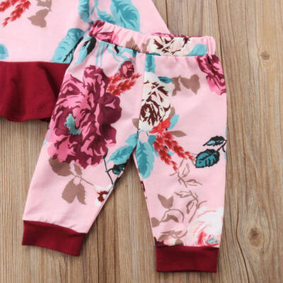 

Casual Toddler Baby Kids Girls Floral Hooded Dress Tops Pants Outfits Set 6M-4Y