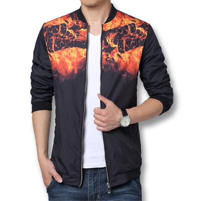 

2016 New Arrival Spring Men's Jackets Printed Fashion Coats Male Casual Slim V-Neck Jacket Men Outdoor Overcoat M-6XL Hot Sale