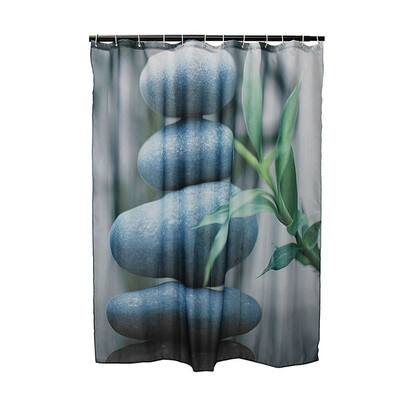 

UpperX Abstract Waterproof Shower Curtain Bathroom Polyester Pattern & Hooks Bamboo Leaf & Stone 7087 inch X 7087 inch