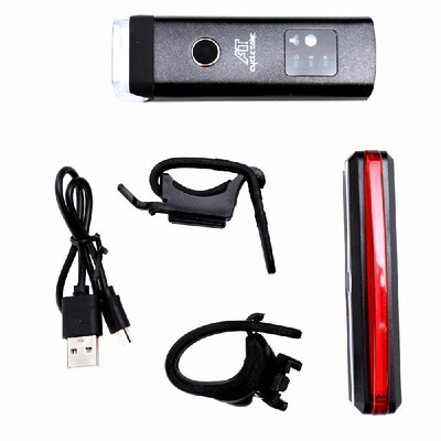 

USB Rechargeable Bike Light Set of Intelligent Sensor Headlight And Red Taillight Waterproof Warning Lights for Outdoor Cycling